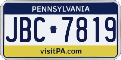 PA license plate JBC7819