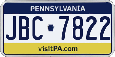 PA license plate JBC7822