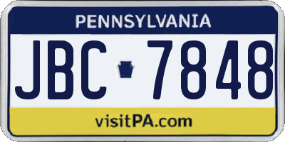 PA license plate JBC7848