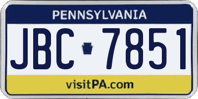 PA license plate JBC7851