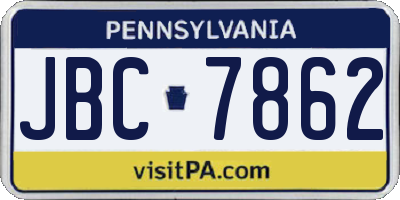 PA license plate JBC7862
