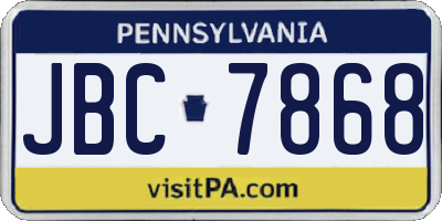 PA license plate JBC7868