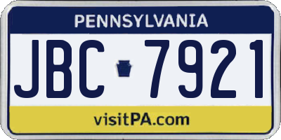 PA license plate JBC7921