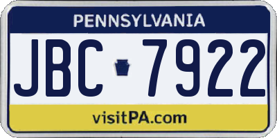 PA license plate JBC7922