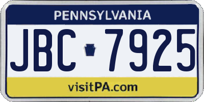 PA license plate JBC7925