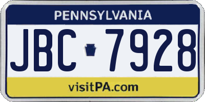 PA license plate JBC7928