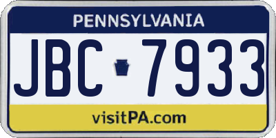 PA license plate JBC7933