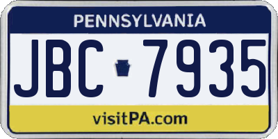 PA license plate JBC7935