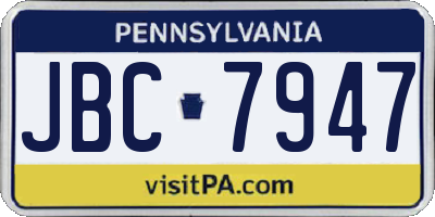 PA license plate JBC7947