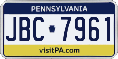 PA license plate JBC7961
