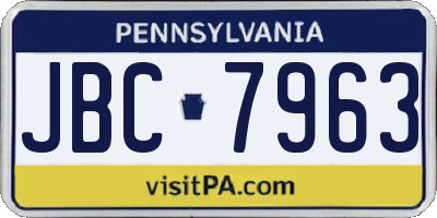 PA license plate JBC7963