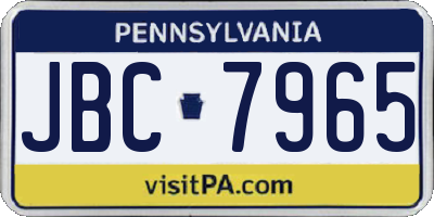 PA license plate JBC7965