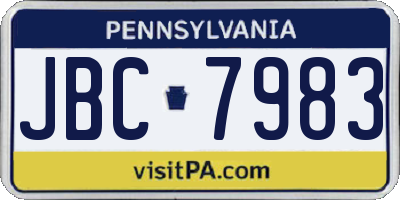 PA license plate JBC7983