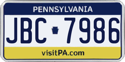PA license plate JBC7986