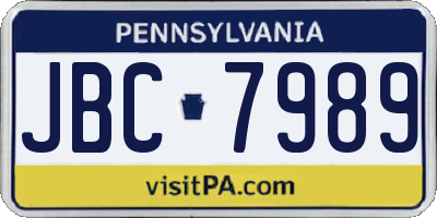 PA license plate JBC7989