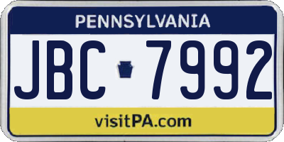 PA license plate JBC7992