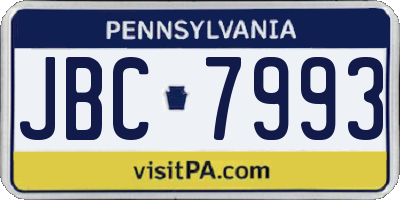 PA license plate JBC7993
