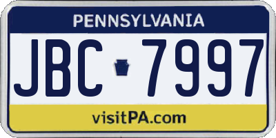PA license plate JBC7997