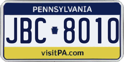 PA license plate JBC8010