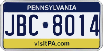 PA license plate JBC8014