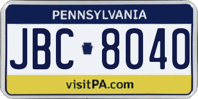 PA license plate JBC8040