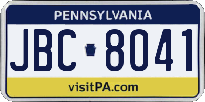 PA license plate JBC8041