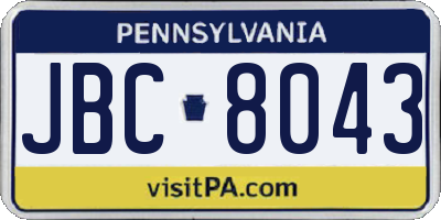 PA license plate JBC8043