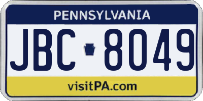 PA license plate JBC8049