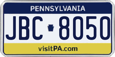PA license plate JBC8050