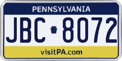 PA license plate JBC8072