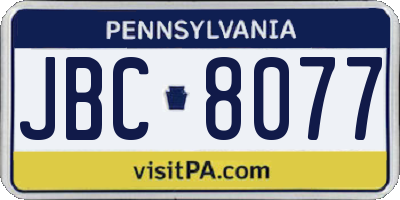 PA license plate JBC8077