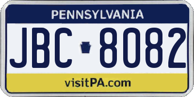 PA license plate JBC8082