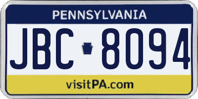 PA license plate JBC8094