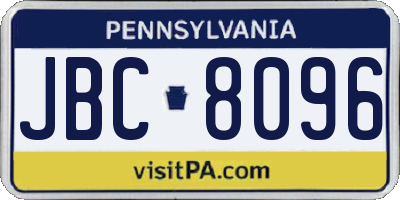 PA license plate JBC8096