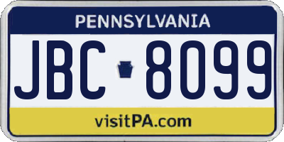 PA license plate JBC8099