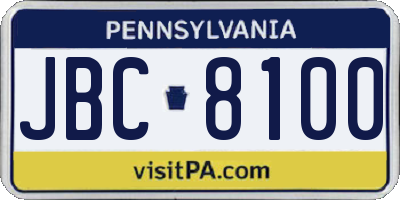 PA license plate JBC8100