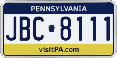 PA license plate JBC8111