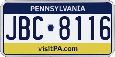 PA license plate JBC8116