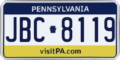 PA license plate JBC8119