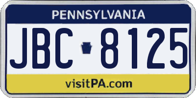 PA license plate JBC8125