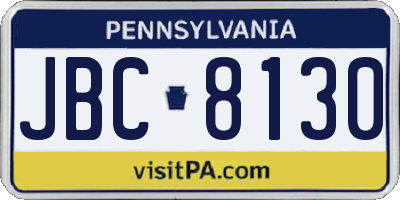 PA license plate JBC8130