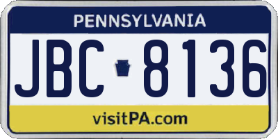 PA license plate JBC8136