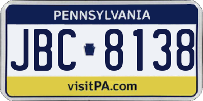PA license plate JBC8138