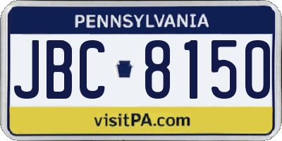 PA license plate JBC8150