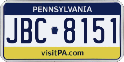 PA license plate JBC8151