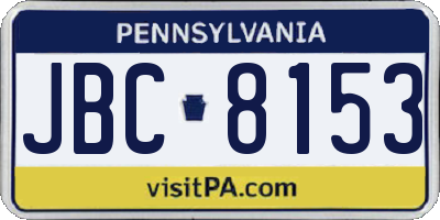 PA license plate JBC8153