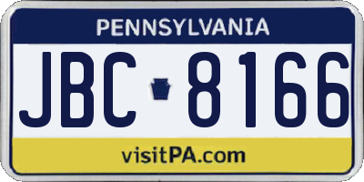 PA license plate JBC8166