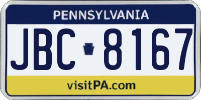 PA license plate JBC8167