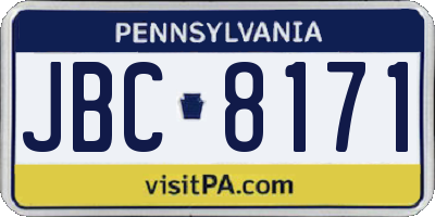 PA license plate JBC8171