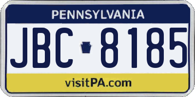 PA license plate JBC8185